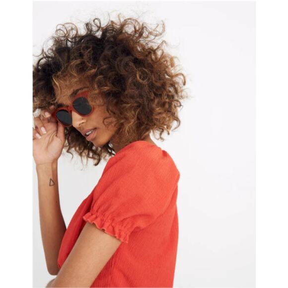 Madewell Texture & Thread Red Peasant Top in Red Size XL - Picture 3 of 6